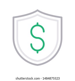 secure dollar colour line vector icon