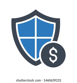 secure dollar glyph colour vector icon