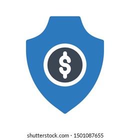 secure dollar glyph colour vector icon