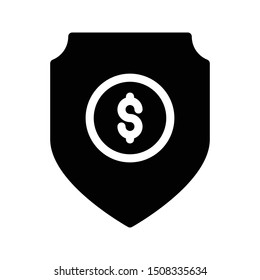 secure dollar glyph flat vector icon