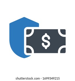 secure dollar vector glyph color icon 