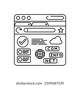 Secure Domain Outline Icon, Vector illustration