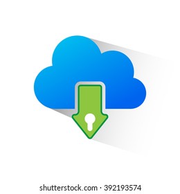 Secure Download flat icon isolated on white background vector illustration eps 10