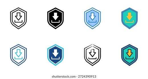 Los iconos de Descarga segura establecen la colección de varios estilos. Trazo editable 
