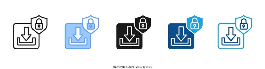 Secure Download web icon with multiple style collection