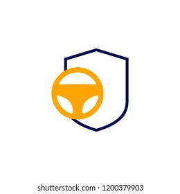 secure driving shield steering wheel icon logo