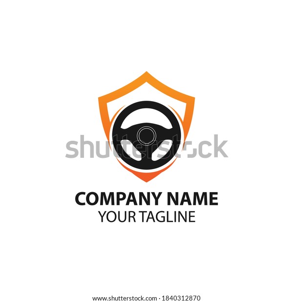 secure\
driving shield steering wheel icon logo.EPS\
10