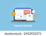 Secure eCommerce checkout process, Online payment, eCommerce payment gateway - vector illustration with icons