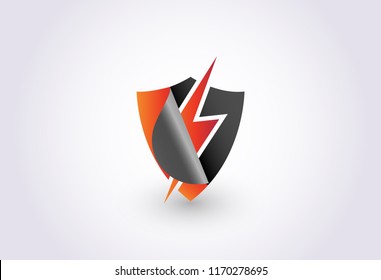 secure electricity logo template