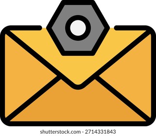 Ícone de Email Seguro com Símbolo Hex Nut