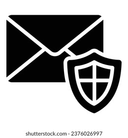 Icono de correo electrónico seguro. Correo móvil seguro, señalización de correo electrónico con blindaje. Icono de vector de seguridad cibernética