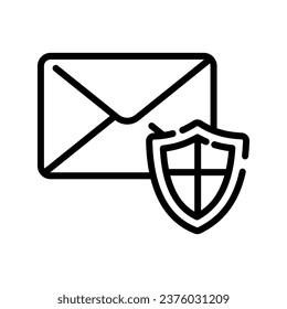Icono de correo electrónico seguro. Correo móvil seguro, señalización de correo electrónico con blindaje. Icono de vector de seguridad cibernética
