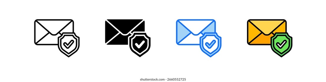 Secure Email Icon Set Multiple Style Collection