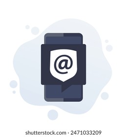 correo electrónico seguro, icono de App de correo, diseño de Vector plano