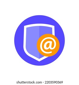 correo electrónico seguro, icono de protección de correo, vector plano