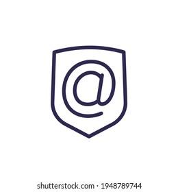 correo electrónico seguro, icono de línea de protección de correo