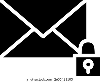 Sicheres E-Mail-Nachrichtensymbol mit offenem Vorhängeschloss