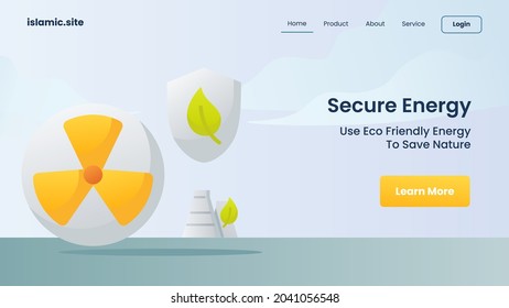 secure energy use clean energy to save nature for website template landing homepage flat isolated background