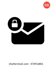 Secure envelope Icon Flat Style Isolated Vector Illustration