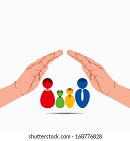 secure family or family under hand concept vector