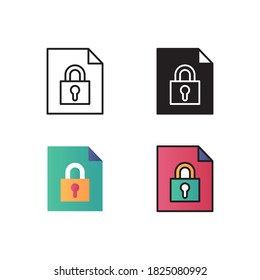 secure file icon vector with four different style design. isolated on white background