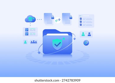 Secure File Sharing and Document Management System with Data Protection Cloud Security Technology Illustration