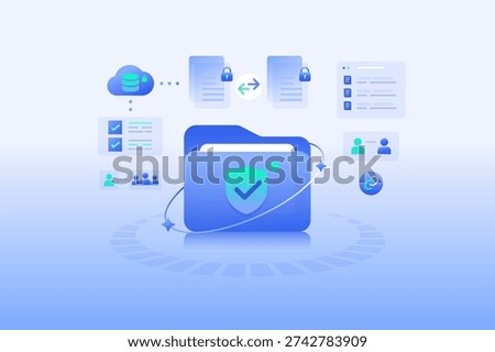 Secure File Sharing and Document Management System with Data Protection Cloud Security Technology Illustration