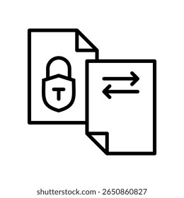 Sichere Dateiübertragung Symbolzeile Vektorgrafik