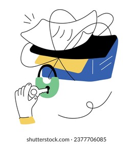 Secure files doodle illustration is up for premium use  
