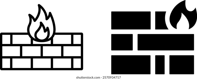 "Secure Firewall Vector Icon Set for Cybersecurity and Technology Design"