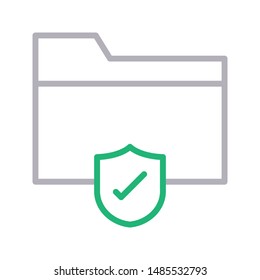 secure folder colour line vector icon