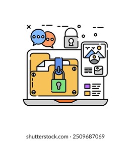 Icono de color de relleno de carpeta segura, Ilustración vectorial