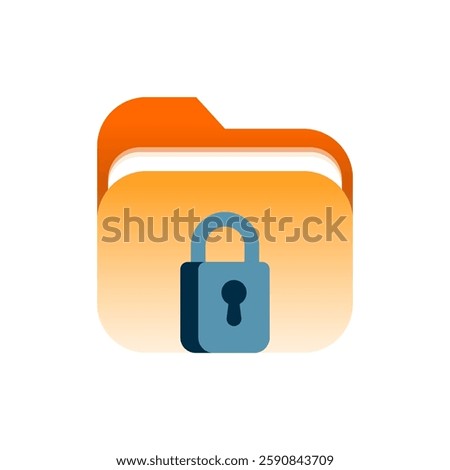 Secure folder flat illustration. A locked folder icon representing safe file storage, data protection, and cybersecurity. Suitable for app interfaces, web design, and security related content