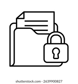 Secure folder icon with padlock symbol. Vector illustration