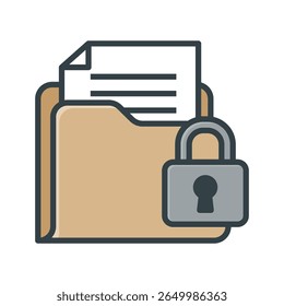 Secure folder icon with padlock symbol. Vector illustration
