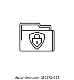 Secure folder icon with shield lock symbol inside transparent background