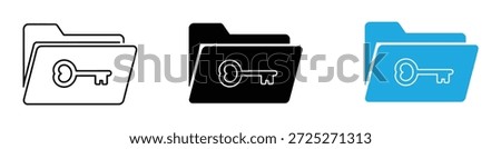 Secure folder icons with key symbol. folder and key icon. 
