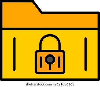 Secure Folder Line Filled Vector Icon Design