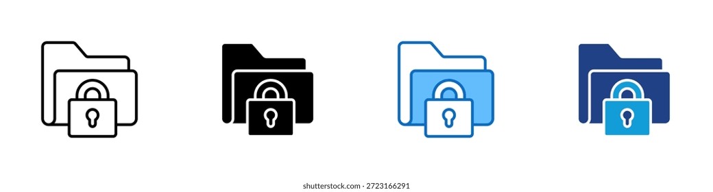 Secure Folder Multiple Style Icon Design Vector - Protected digital folder used for storing confidential files and sensitive information