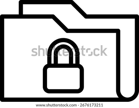 Secure Folder Outline icon, Black And White Outline Icon Vector.