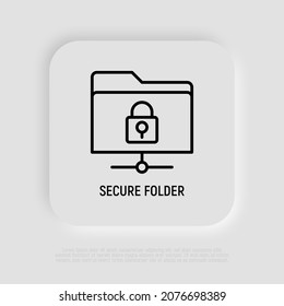 Secure folder thin line icon. Modern vector illustration of data encryption.