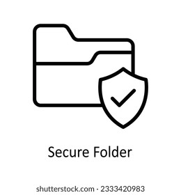 Secure Folder Vector  outline Icon Design illustration. Cyber security  Symbol on White background EPS 10 File