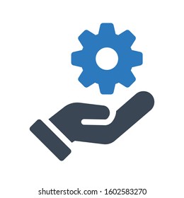 secure gear vector glyph color icon 