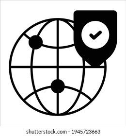 sicheres globales Business-Schwarzweiß-Symbol, modern