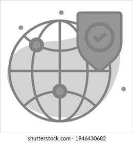 secure global icon with background modern illustration