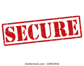 Secure grunge rubber stamp on white, vector illustration