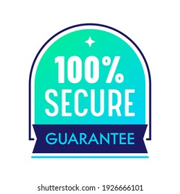 Etiqueta de satisfacción de garantía segura, Certificado de promoción de marketing de banners comerciales, Excelente control de productos, publicidad. Ilustración vectorial en un estilo creativo de moda en fondo blanco