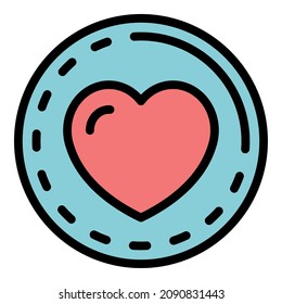 Secure heart icon. Outline secure heart vector icon color flat isolated