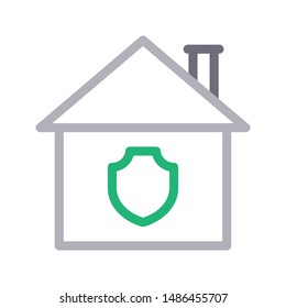 secure home colour line vector icon