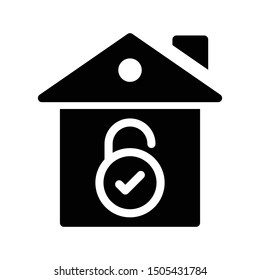 secure home glyph flat vector icon